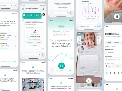 nightingale v2: AI Medical & Health Assistant UIUX Flow ai health assistant ai health assistant app ai health companion app ai medical app clean digital health app e pharmacy app epharmacy app epharmacy mobile app epharmacy ui kit figma ui kit health assistant health companion app medical ui kit minimal modern smart health app smart medical app teal