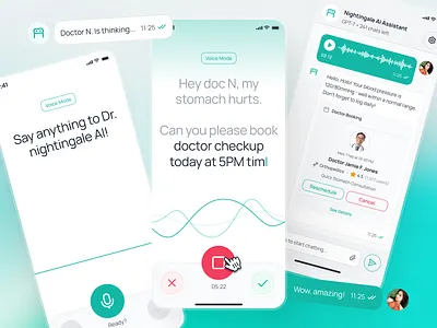 nightingale v2: Health/Medical Voice Assistant UI ai medical app ai symptom checker clean drug prescription app e pharmacy app epharmacy app epharmacy mobile app epharmacy ui kit figma ui kit health companion app medical ui kit minimal modern pharmacy app ui prescription app smart medical app symptom checker app symptom checker ui teal virtual health app