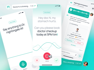 nightingale v2: Health/Medical Voice Assistant UI ai medical app ai symptom checker clean drug prescription app e pharmacy app epharmacy app epharmacy mobile app epharmacy ui kit figma ui kit health companion app medical ui kit minimal modern pharmacy app ui prescription app smart medical app symptom checker app symptom checker ui teal virtual health app