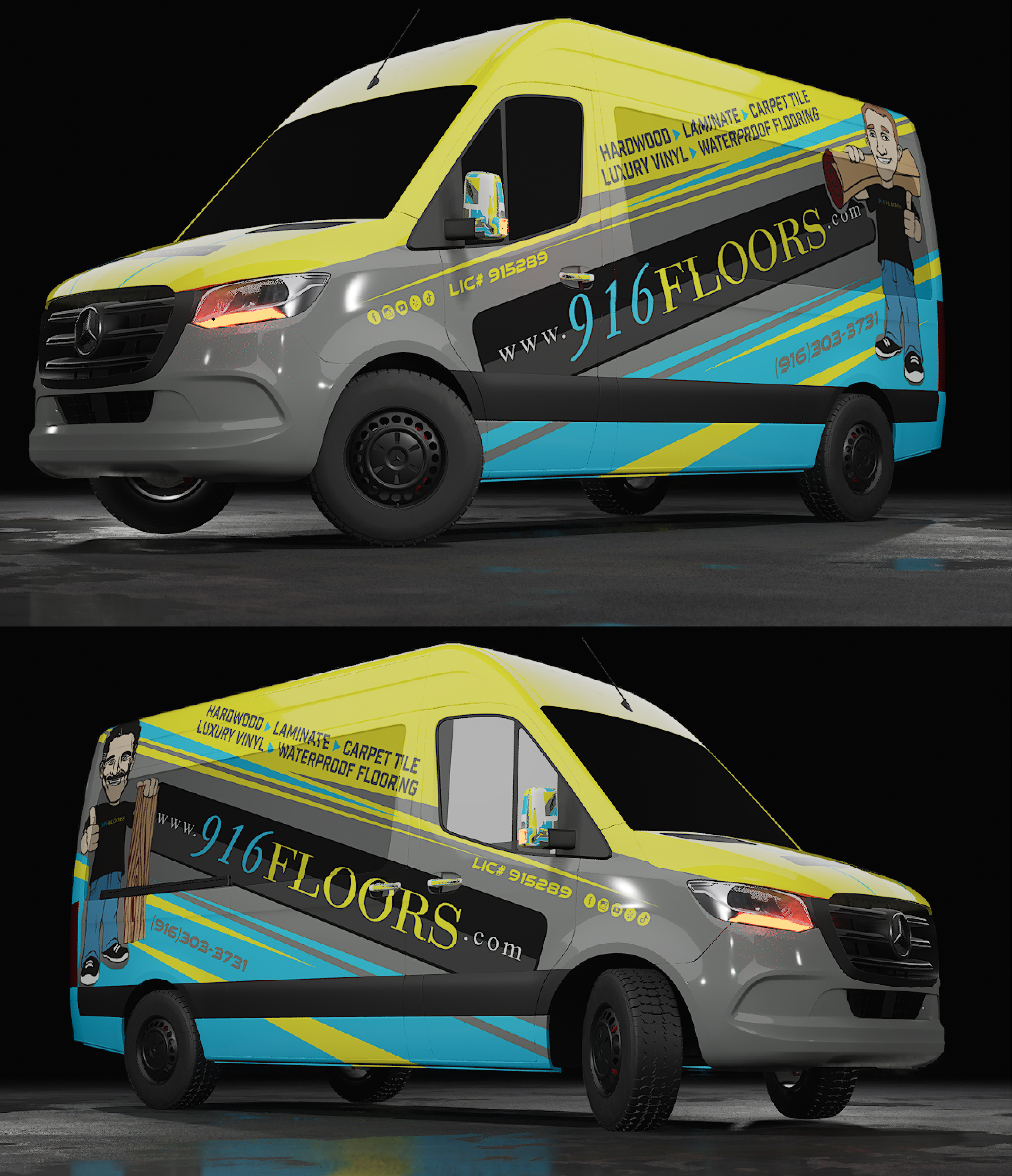 916 Floors I Van Wrap creative wrap graphic design van wrap