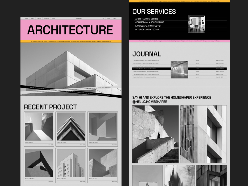 Architecture website 3d website 3d website ui architecture brutal web brutalism website modern artitecture website modern brutal web ui modern website real estate website retro web ui