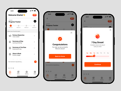 SpeakEase - English Learning mobile App | UI Design andriod app design app interface courses courses app design digital education education english courses english learning ios learning app mobile app mobile app design mobile ui online learning product design ui ux wavespace