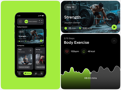 Fitness & Workout Tracking App app design calorie tracker clean ui design exercise fitness gym health care health tracking mobile app product design tracking uiux web design workout tracker