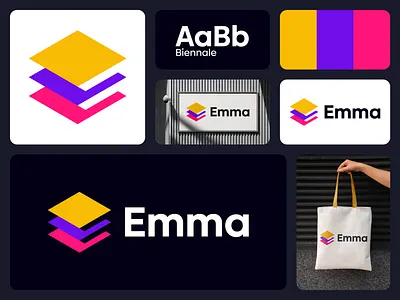 Emma - Modern Letter E Logo with Brand Identity brand identity branding business logo digital branding e logo graphic design icon it logo design letter e logo letter mark logo logo design logo design concept minimalist logo modern logo monogram tech logo technology typography word mark logo