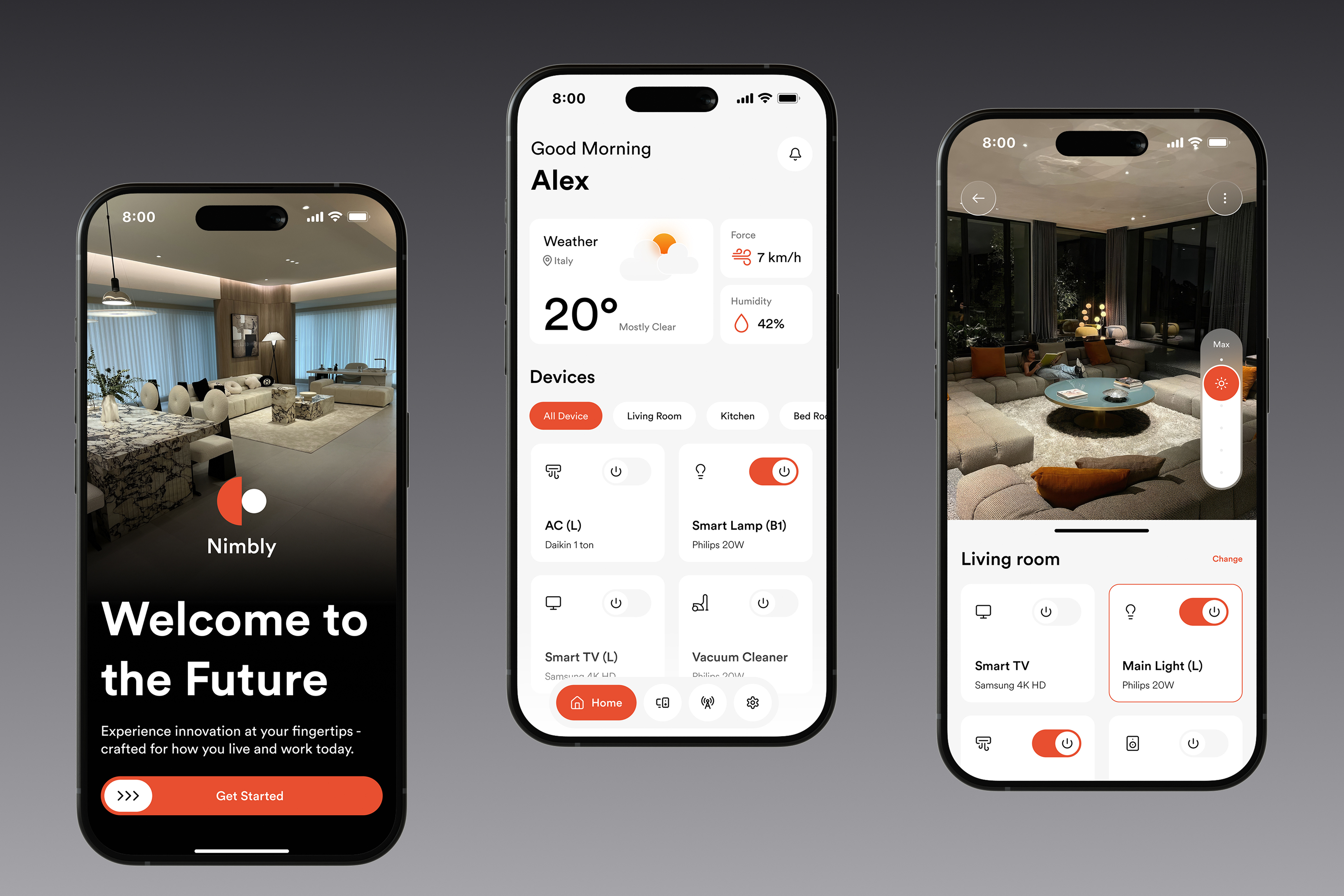 Nimbly - Smart Home Controller App Design app design controller app home home automation house household internet of things iot iot mobile app mobile app mobile design monitoring real estate remote control saas smart home smart home app smart house tech app xbox