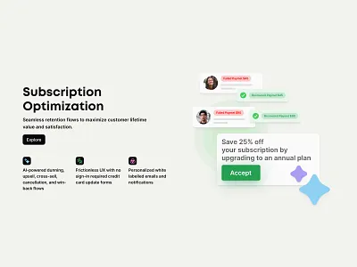 Subscription Optimization ai color design feature graphic design illustration light management marketing optimization payments subscription ui web