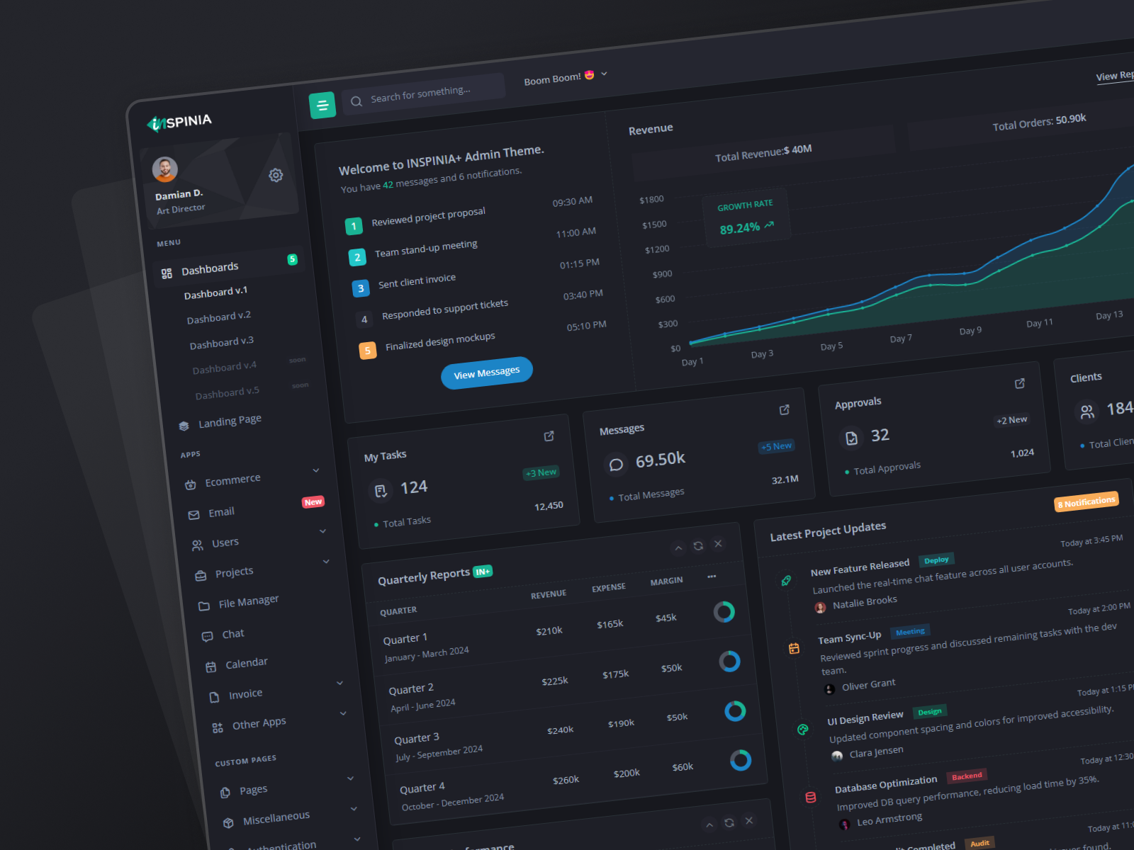 Inspinia – Admin Dashboard UI analyticsdashboard cleanui darkmodeui dashboardadmin dashboardui datadrivendesign designsystem enterpriseui inspinia lightdarkmode lightmodeui modernui productdesign realtimedata realtimeuse responsiveadmin responsivedashboard responsivedesign saasdesign webappdesign
