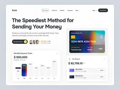Finance Website Header Design card crm design finance finance web fintech header design home page payment saas ui design uiux web ui website