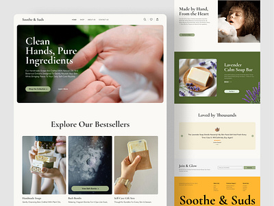 E-Commerce Shop Website | DailyUI – Day 012 beauty shop clean ui dailyui ecommerce shop ecommerce ui handmade soap homepage design landing page minimal design product design soap brand soothe and suds ui design uichallenge uiux user interface ux design uxui web design website design