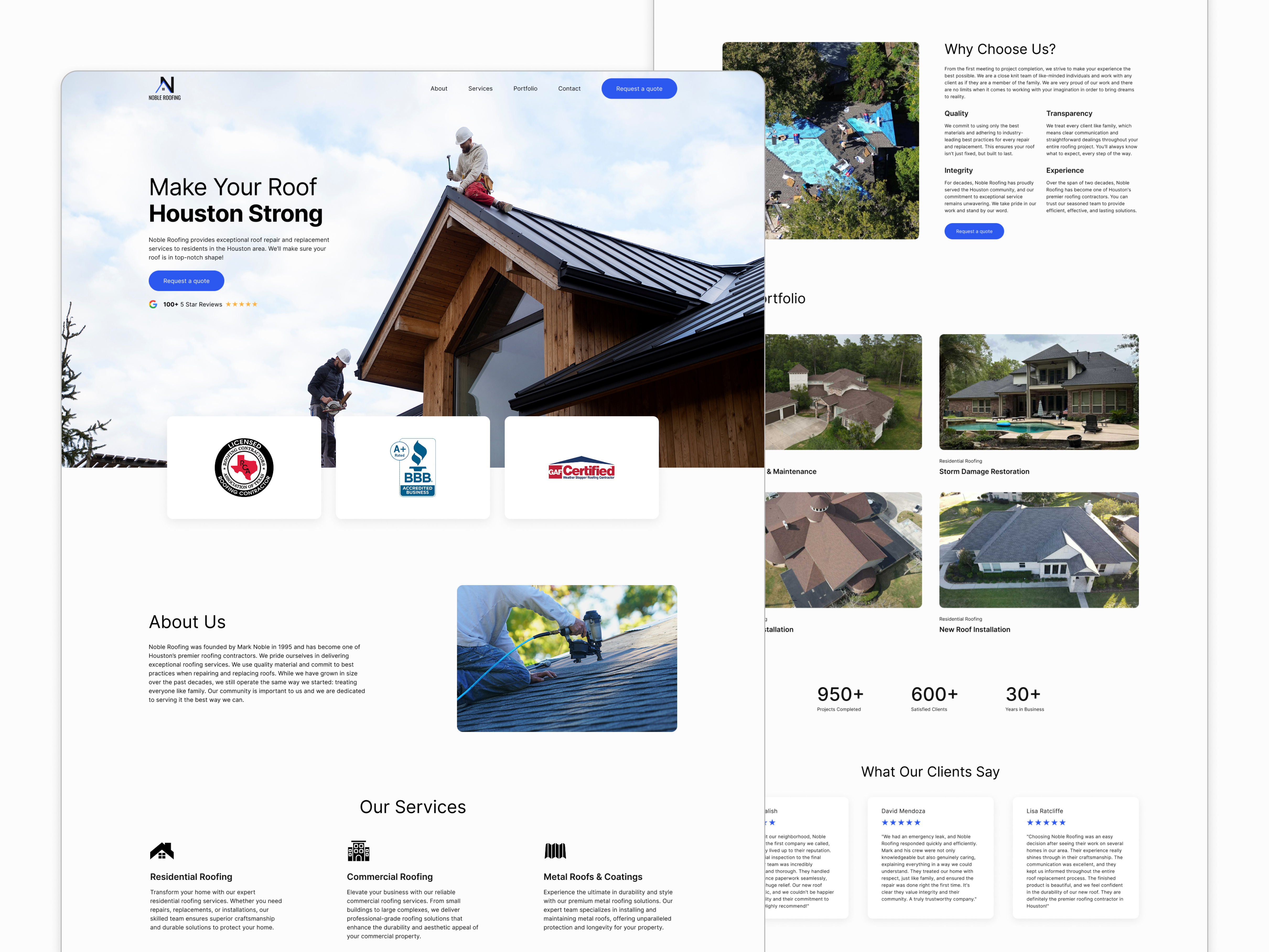 Roofing Company Website construction contractor home improvement landing page light theme remodel remodeling renovation roof company roof repair roofers roofing roofing company roofing contractor roofing website ui uiux ux web design website design