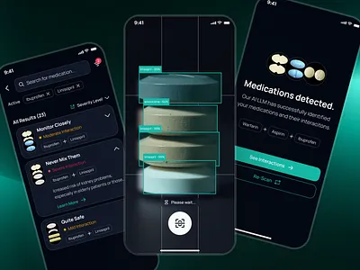 nightingale v2: Drug Interaction Checker Flow UI ai health assistant app ai medical app clean digital health app drug interaction drug interaction app epharmacy app epharmacy mobile app epharmacy ui kit figma ui kit health companion app interaction checker app interaction checker ui medical ui kit minimal modern smart health app smart medical app teal virtual health app