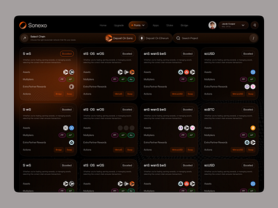 Sonexo - DeFi EVM Blockchain Dashboard blockchain dashboard blockchain platform crypto defi evm infrastructure trading web design
