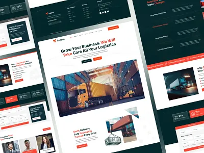 Logistics, Transport & Cargo Landing page cargo carry container courrier delivery freight homepage interface landing page logistics website package ship shipment transport transporting truck ui design website design