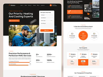 Air Conditioning & Heating HVAC Website Template acinstallation acrepair airconditioning cooling heating homepage hvac hvactechnician hvacwebsite landing landing page web webdesign website