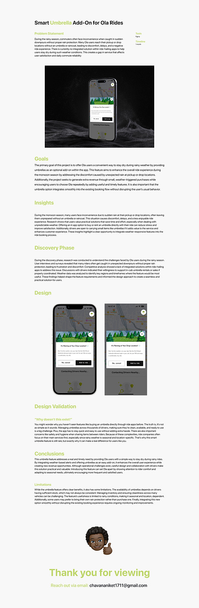 Ola Monsoon Umbrella Solution brainstorming cab car case casestudy feature figma ola rainy study trend uber ui userexperience ux