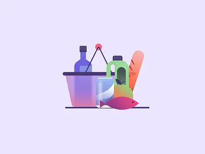 Category Icons: Groceries app basket branding bread category design fish glass morphic gradients graphic design groceries iconography icons illustration india shopping ui vector web