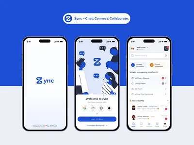 Zync – Chat App UI Design for Team Collaboration app design chat app ui communication app messaging ui startup ui team collaboration ui