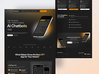 AI app Landing Page ai chat app landing page artificial intelligence clean home page landing page minimal ui inspiration