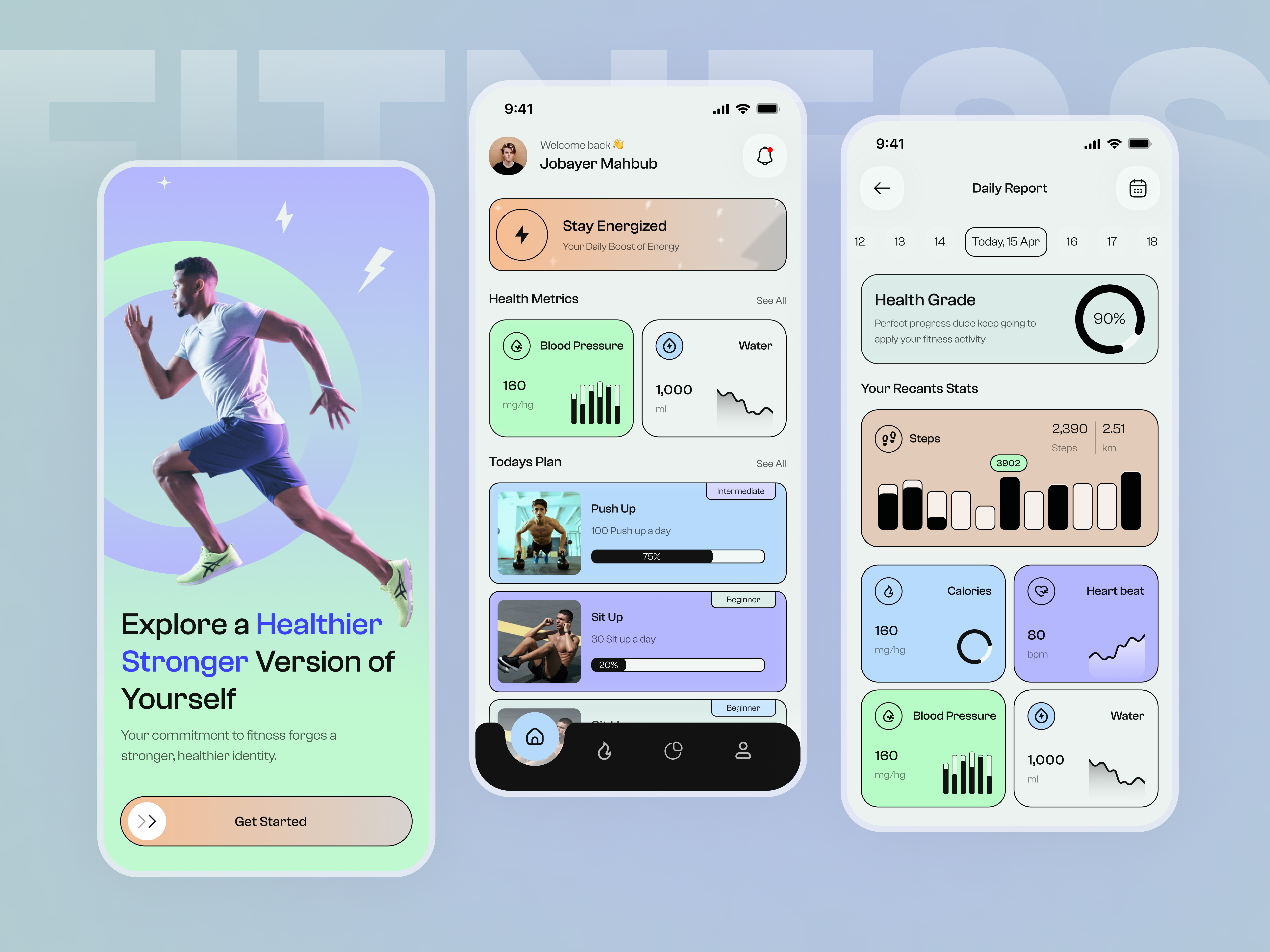 Fitness and Tracking App Ui Concept app app design application application ui fitness app fitness app design fitness tracker fitness ui gym app minimal design mobile mobile app mobile app design mvp sports app ui ui design ux ux design workout app