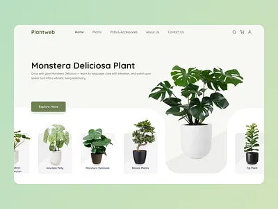 Plantweb – Clean & Calm Hero Section cleandesign ecommerce figma greenui herosection landingpage minimaldesign modernui naturedesign onlinestore plantlover plantstore plantwebsite productdesign ui uidesign uiux web design