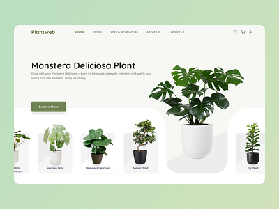Plantweb – Clean & Calm Hero Section cleandesign ecommerce figma greenui herosection landingpage minimaldesign modernui naturedesign onlinestore plantlover plantstore plantwebsite productdesign ui uidesign uiux web design