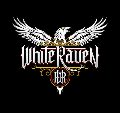 WHITE RAVEN – Hard Rock Band Logo axe typography band branding band logo design black letter typography custom band logo dark logo gothic logo hard rock design hard rock identity heavy metal logo metal band logo modern black letter raven logo rock band logo rock merch tattoo style logo vintage crest white raven
