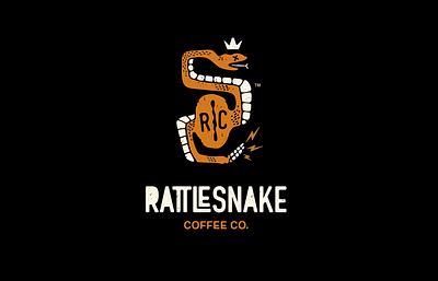RATTLESNAKE COFFEE CO. — Venom in Every Cup. bold minimal branding cafe brand design coffee logo gritty coffee brand hand drawn logo merch ready design rattle snake logo rustic branding small business branding tattoo style branding vintage logo
