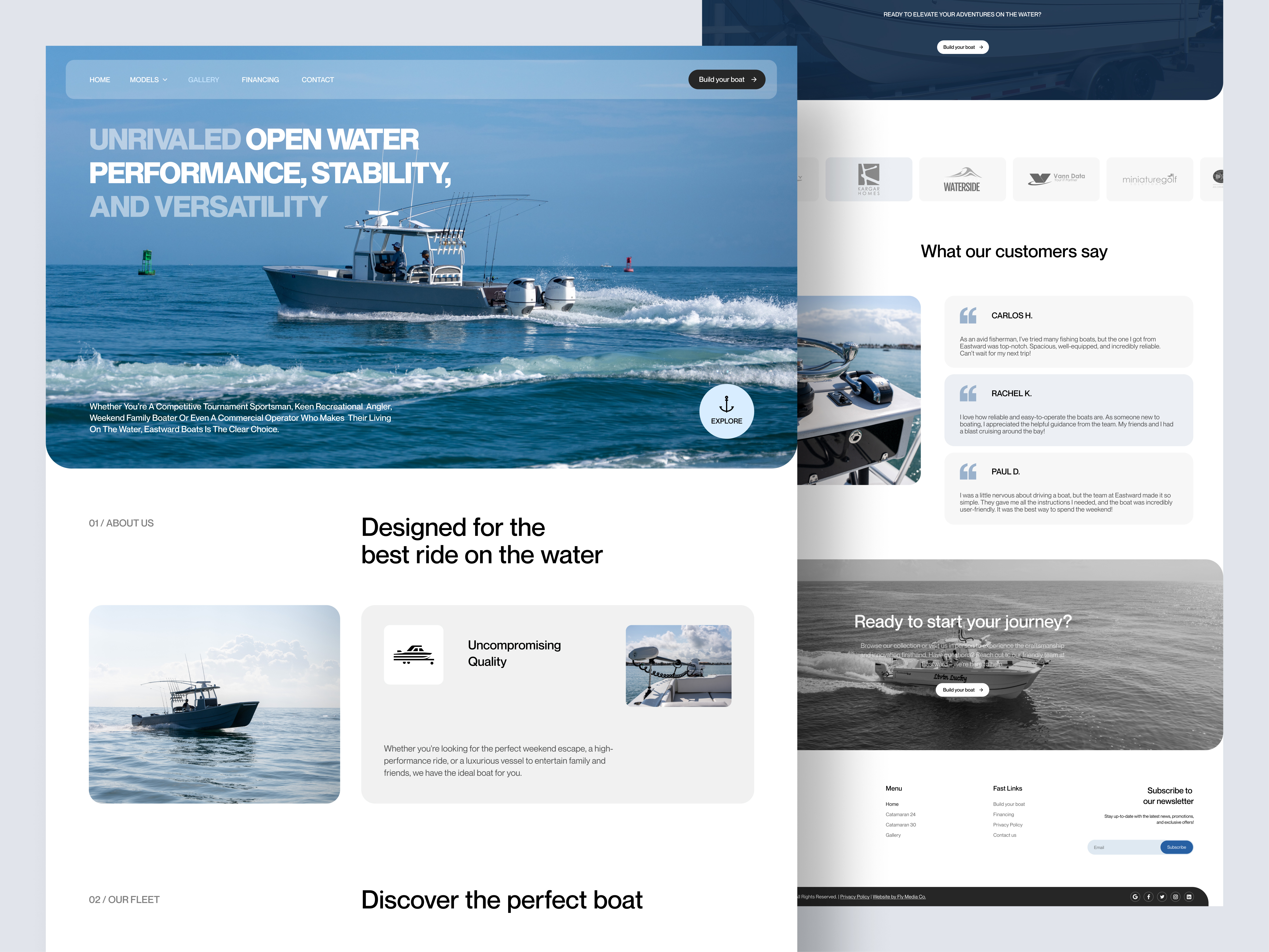 Example of Website Design for Power Boat Brand – Clean, Modern UI/UX