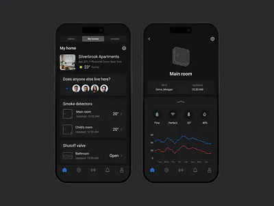 Smart Home App dark mode design interface mobile remote control smart device smart home smart home app smart home mobile smarthome smarthome app ui ux