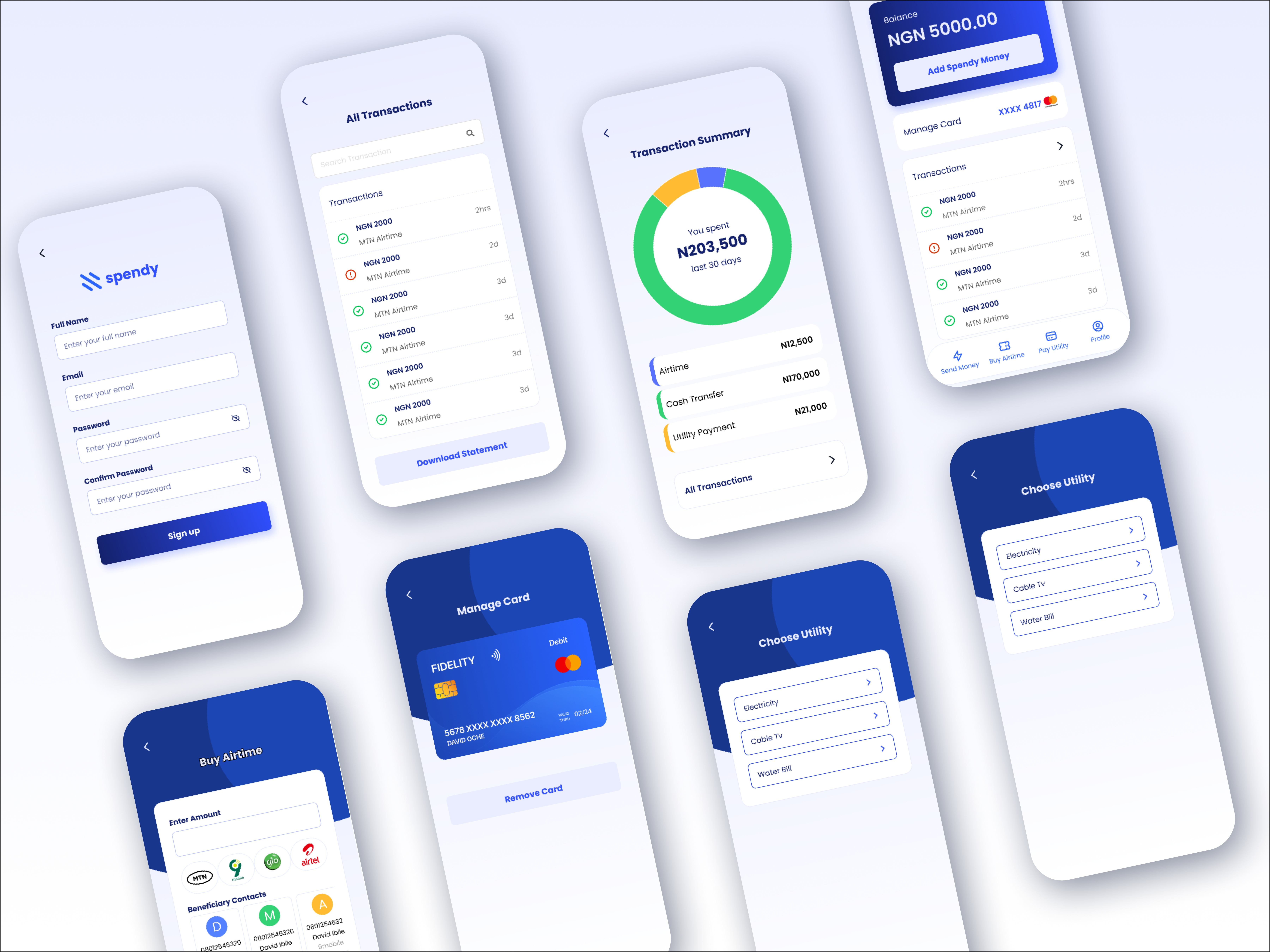 SPENDY- Fintech App prototype research ui ux wireframe