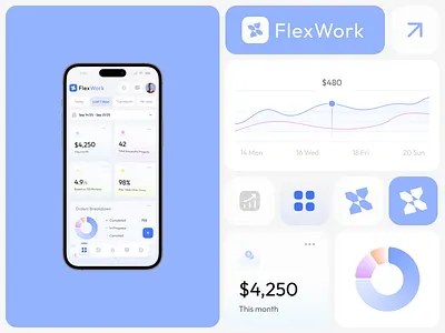 FlexWork I Mobile App ai ai development app branding code development design development freelance illustration mobile application no code no code development nocode ui web design web development