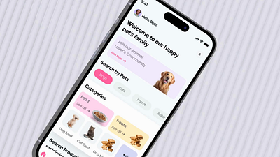 🐶Pet Care App UI Design – Seamless Shopping for Animal Lovers 3d animation app design branding cat clean design services dogs figma graphic design landing page marketplace mobile application motion graphics pet lovers petcare swan design agency trending ui ux
