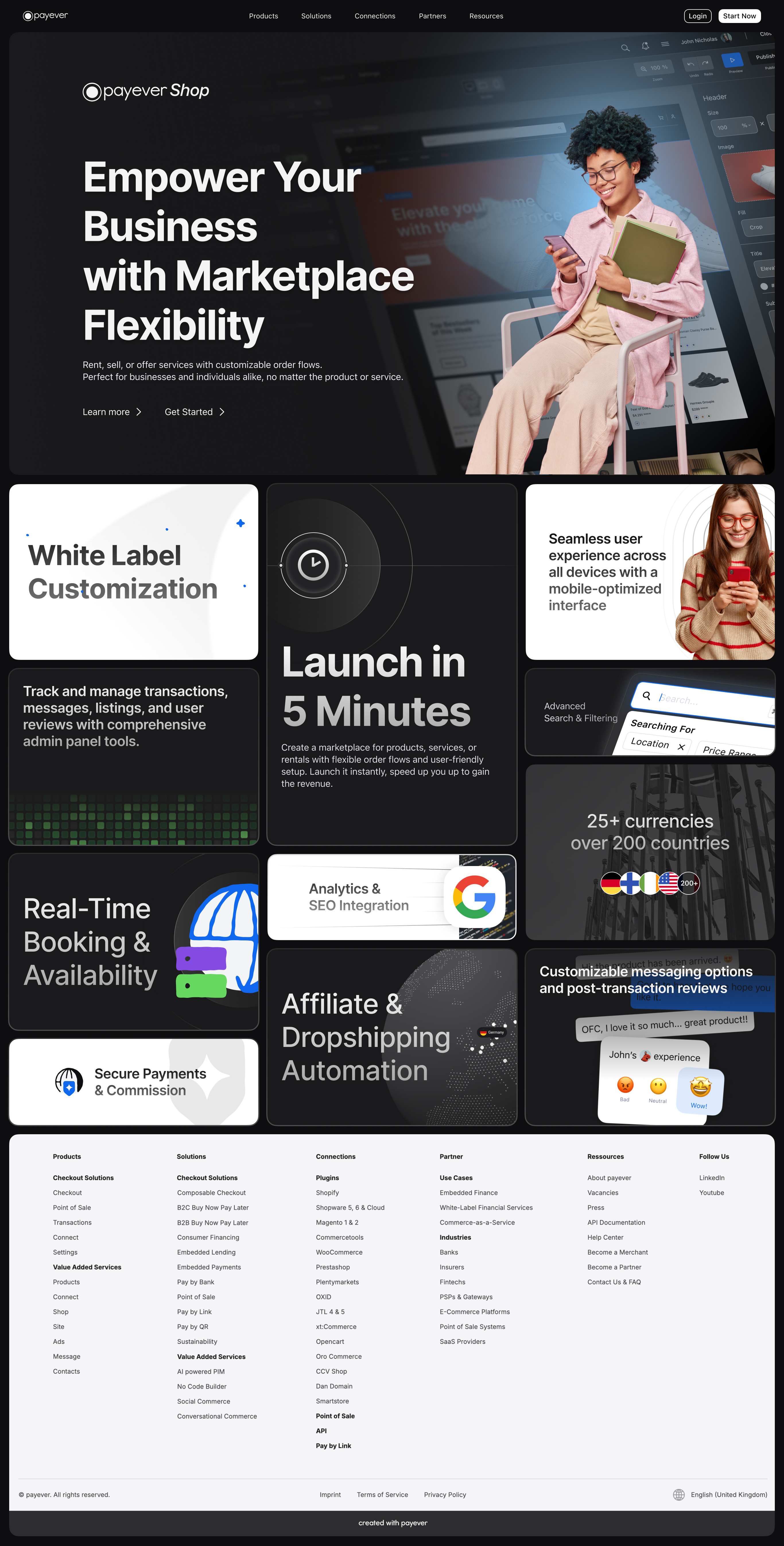 Marketplace Builder - Landing Page bento bento design bentobox black german glassmorph landing page marketplace nocode section website builder