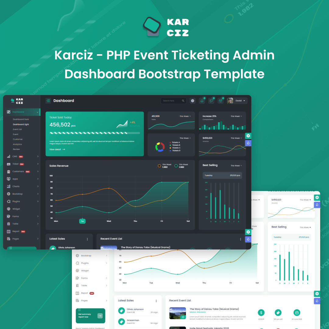Karciz – PHP Ticketing Admin Dashboard Bootstrap Template branding creative design illustration logo product design template ui uiux website