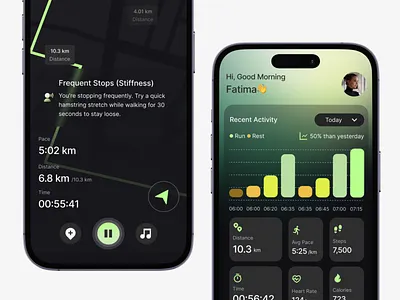 GoRun - Running App application clean dark mode gradient minimalist mobie app modern running app ui design