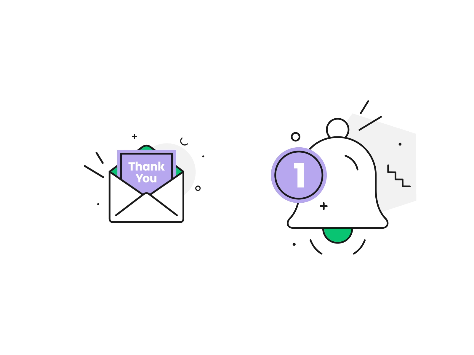 Thank you & Notification animation app bell design email graphic design icon icon set illustration line message motion motion graphic notification ring thank you ui ux vector web