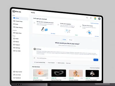 Smart Dashboard UI for AI Payment App adminui ai chatbot design aiappdesign aiplatformdesign analyticsdashboard calen clean dashboard cleandashboard creative side bar dashboarddesign dashboardlayout dashboardui financeappui moderndashboard paymentdashboard services section steps dashboard treading design workflowdesign