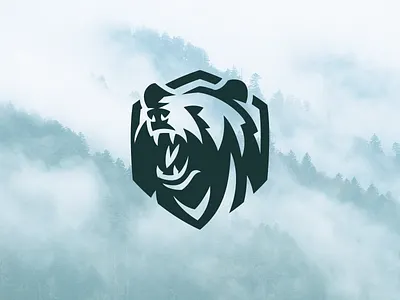 Roaring Bear aggressive animal logo badge bear logo brown bear charging bear crossfit emblem fitness grizzly bear gym logo logo design roaring bear shield sports wild animal