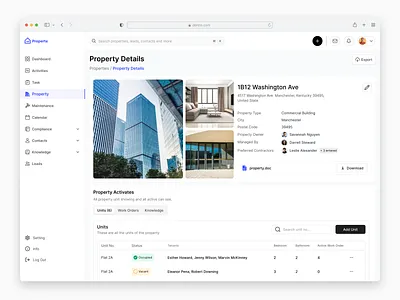 Properte - Property Mangement Software (Property details ) clean design property details property listing property management property search property website real estate real estate website saas trending ui ui design uiux