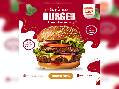 Burger Poster banner branding burger design graphic graphic design photoshop poster