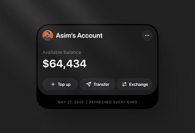 Minimal Account Balance Card – Finance App account overview app app design card cards ui clean ui dark mode finance finance app finance app ui minimal minimal app ui ui concept ui design wallet ui