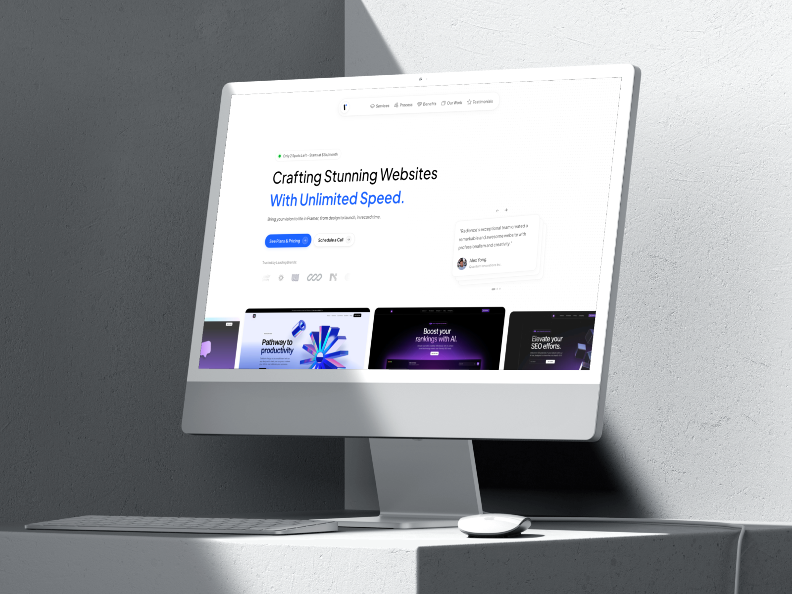Example of Framer Landing Page Development