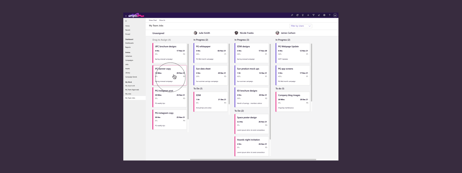 My teams job assignment kanban board teamcollaboration