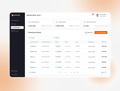 🧾 SmartPay – Clean & Intuitive Transactions Dashboard UI app branding design illustration mobile app product design ui uidesign ux uxdesign