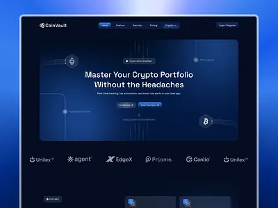 Sleek Crypto App Landing Page UI Design - CoinVault™ by ✦ BayFi bayfi coinvault uiux coinvault webdesign conceptual design crypto investment crypto tracker crypto ui dark mode ui dashboard design fintech fintech app gobayfi landing page mobile first portfolio management saas design uiux design user experience user interface web design