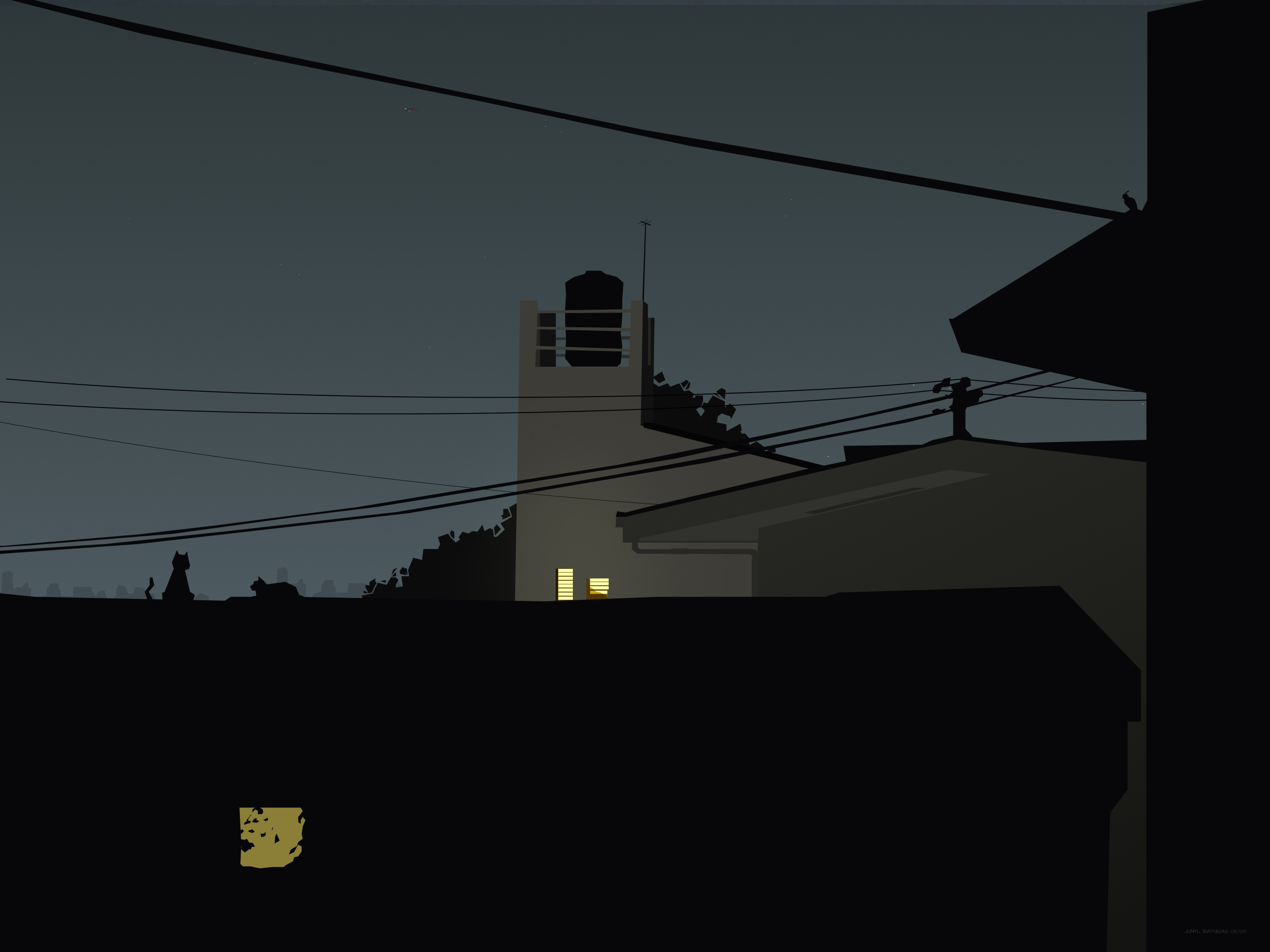 Where Did the Time Go? 2025 art design escape graphic design illustration junyl landscape minimalist night relax shapes window