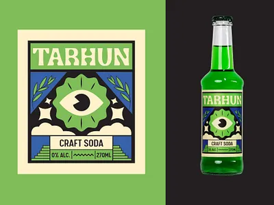 Design for craft soda bottle branding craft drink graphic design green illustration label soda tarhun tarragon vintage