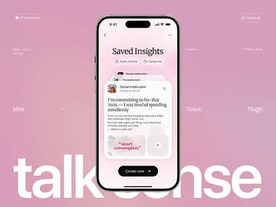 Talk Sense – Social Media Mobile App Design ai ai assistant ai dashboard chat app chat ui love chat message board message ui messaging app messaging platform messenger mobile app mobile app design mobile app ui social media social media app social media profile social media ui social media website web messenger
