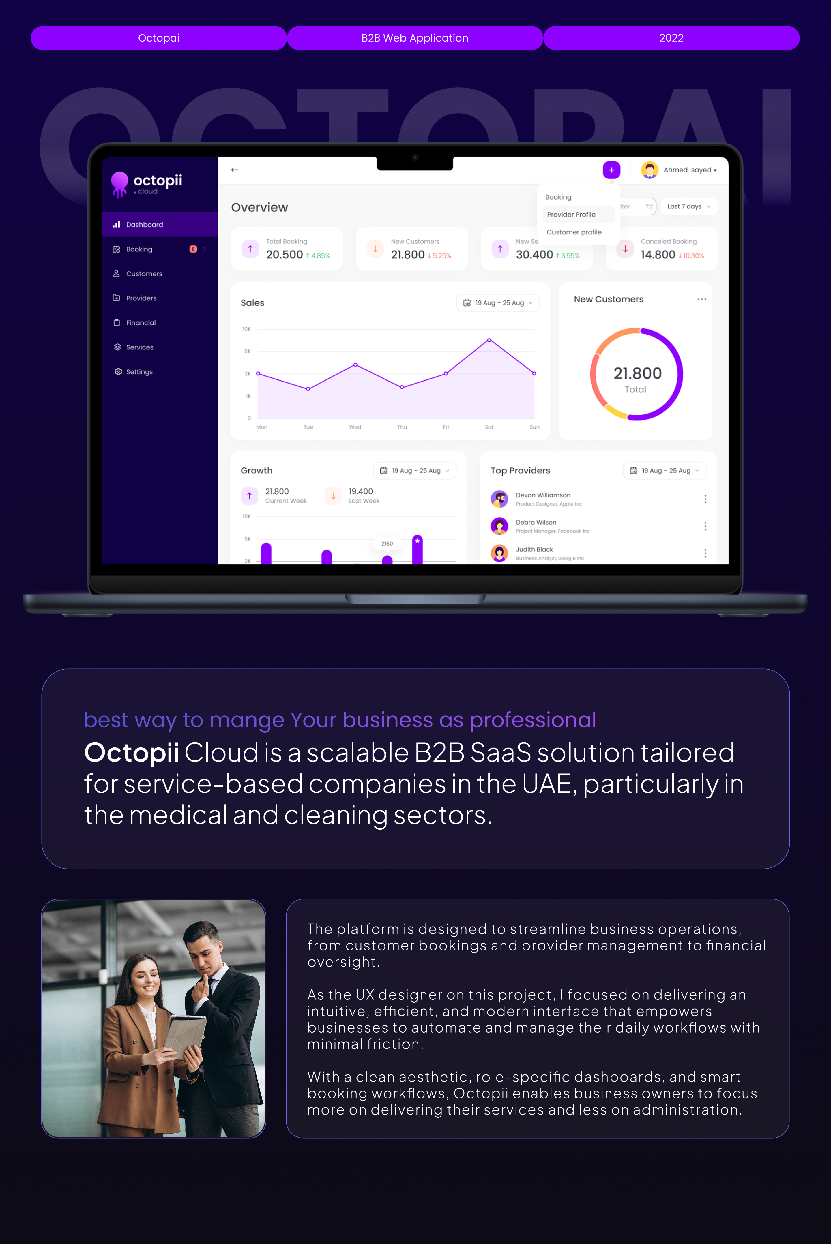 Octopai Hospitality B2B System agency dashboard design hospitality interface ui ux web