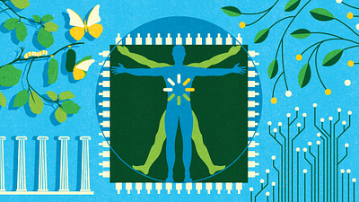 Kotryna Zukauskaite for CIFAR ai artificial intelligence banner conceptual editorial editorial illustration health human illustration illustrator nature research science semiconductor textured vector